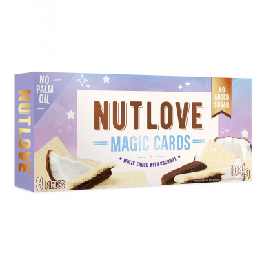 Nutlove Magic Cards White Choco with Coconut 104G - Allnutrition