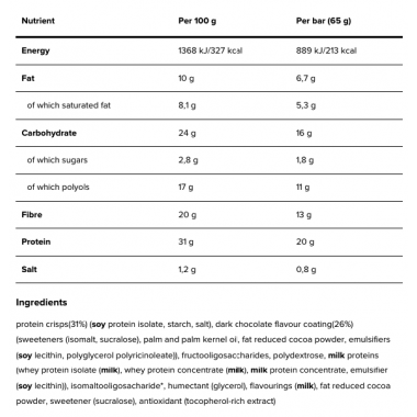 Barrita Crunch Bar 10x65G (Optimun Nutrition)